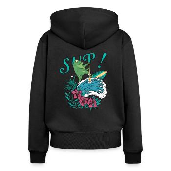 SUP paddleboarding Stand Up Paddle Frog surfing - Women's Premium Organic Zip Hoodie - black - Back - Julia (174cm)