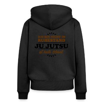 Ruhestand Rentner Pensioner Ju-Jutsu - Frauen Premium Bio Zip Hoodie - Schwarz - Hinten - Julia (174cm)