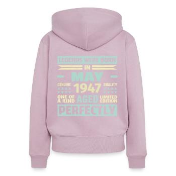 77. Geburtstag Mai Jahrgang 1947 Geschenkidee - Frauen Premium Bio Zip Hoodie - Altrosa - Hinten - Julia (174cm)