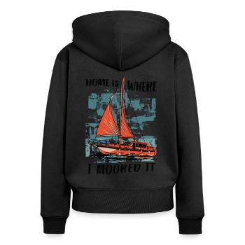 Segler Segelboot Zubehör Segelschiff - Frauen Premium Bio Zip Hoodie - Schwarz - Hinten - Julia (174cm)