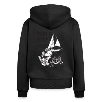 Segler Segelboot Zubehör Segelschiff - Frauen Premium Bio Zip Hoodie - Schwarz - Hinten - Julia (174cm)