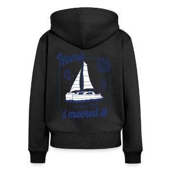 Catamaran-Boot Segelboot Segeln Segler - Frauen Premium Bio Zip Hoodie - Schwarz - Hinten - Julia (174cm)