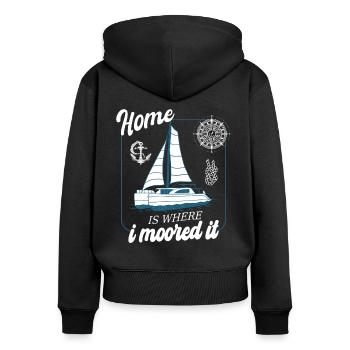 Catamaran-Boot Segelboot Segeln Segler - Frauen Premium Bio Zip Hoodie - Schwarz - Hinten - Julia (174cm)