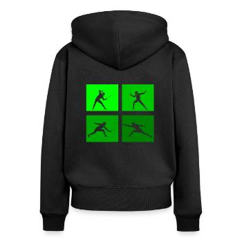 Fechten Game Gamer Fechterin Spiel Fechten Fechter - Frauen Premium Bio Zip Hoodie - Schwarz - Hinten - Julia (174cm)