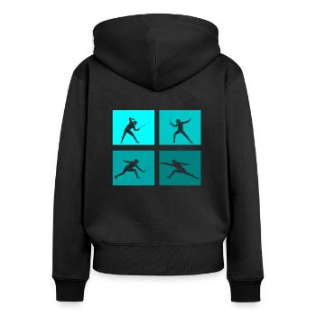 Fechten Game Gamer Fechterin Spiel Fechten Fechter - Frauen Premium Bio Zip Hoodie - Schwarz - Hinten - Julia (174cm)