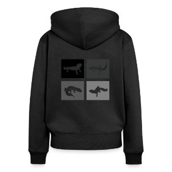 Terrarium Reptilien Aquarium Echsen Leopard-Geckos - Frauen Premium Bio Zip Hoodie - Schwarz - Hinten - Julia (174cm)