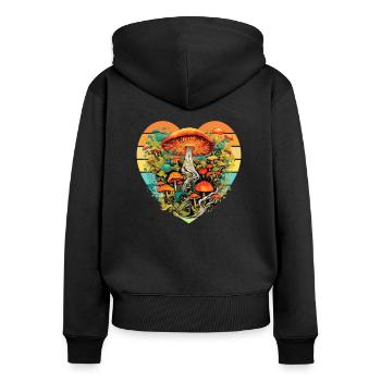 Champignons Cueilleurs de champignons Accessoires Champignons Cultivateurs Champignons - Sweat à capuche zippé Premium bio Femme - noir - Dos - Julia (174cm)