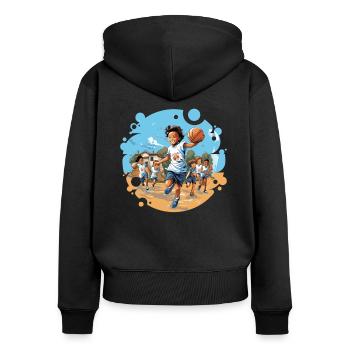 Basketballer Zubehör Basketball-spieler Kinder - Frauen Premium Bio Zip Hoodie - Schwarz - Hinten - Julia (174cm)