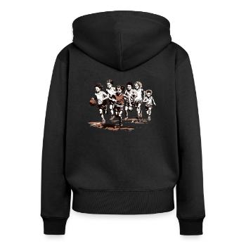 Basketballer Zubehör Basketball-spieler Kinder - Frauen Premium Bio Zip Hoodie - Schwarz - Hinten - Julia (174cm)