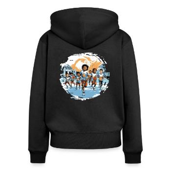 Basketballer Zubehör Basketball-spieler Kinder - Frauen Premium Bio Zip Hoodie - Schwarz - Hinten - Julia (174cm)