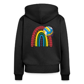 Ballon de volley-ball Volleyeur Rainbow Volleyball - Sweat à capuche zippé Premium bio Femme - noir - Dos - Julia (174cm)