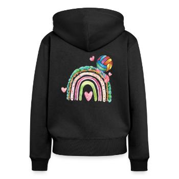 Ballon de volley-ball Volleyeur Rainbow Volleyball - Sweat à capuche zippé Premium bio Femme - noir - Dos - Julia (174cm)