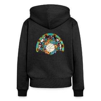 Ballon de volley-ball Volleyeur Rainbow Volleyball - Sweat à capuche zippé Premium bio Femme - noir - Dos - Julia (174cm)