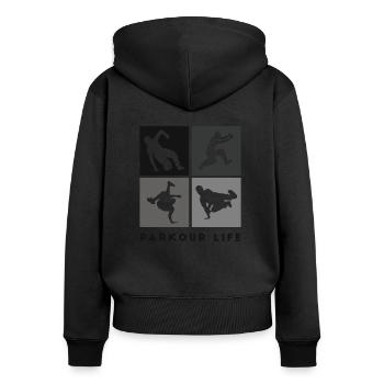 Parkour-Life Freerunning Freerunner - Women's Premium Organic Zip Hoodie - black - Back - Julia (174cm)