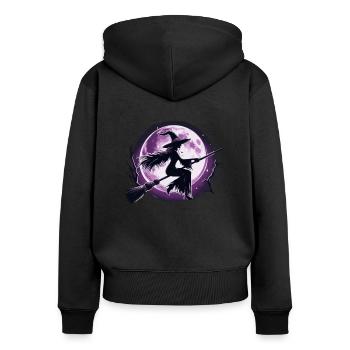 Gothic Hexen Geschenkidee okkulter lila Mond - Frauen Premium Bio Zip Hoodie - Schwarz - Hinten - Julia (174cm)