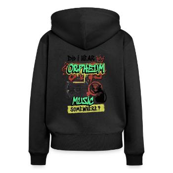 Dortmunder Discothek 80er 90er Wave-Musik Orpheum - Frauen Premium Bio Zip Hoodie - Schwarz - Hinten - Julia (174cm)