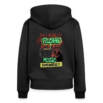 Hardcore Rave Music Raver des années 90 EDM House DJ Rave - Sweat à capuche zippé Premium bio Femme - noir - Dos - Julia (174cm)