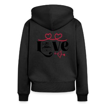 Hardcore Rave Raver DJ House-EDM Music-LOVE - Women's Premium Organic Zip Hoodie - black - Back - Julia (174cm)