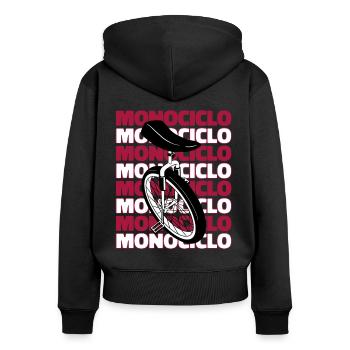 Einrad Einrad Einrad Unicycle Einrad - Frauen Premium Bio Zip Hoodie - Schwarz - Hinten - Julia (174cm)
