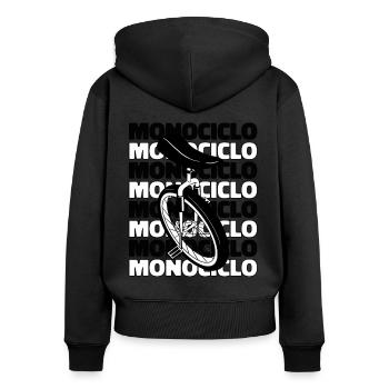 Einrad Einrad Einrad Unicycle Einrad - Frauen Premium Bio Zip Hoodie - Schwarz - Hinten - Julia (174cm)