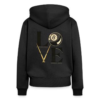 Pool Billard Billardtisch "LOVE" Sprüche Snooker - Frauen Premium Bio Zip Hoodie - Schwarz - Hinten - Julia (174cm)