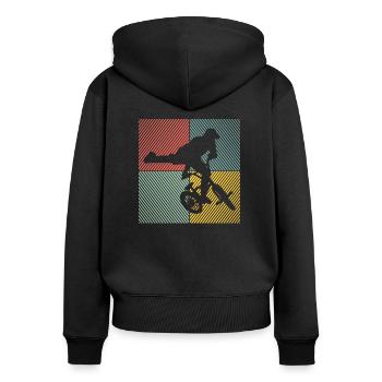 BMX Bike Freestyle race BMX - Sweat à capuche zippé Premium bio Femme - noir - Dos - Julia (174cm)