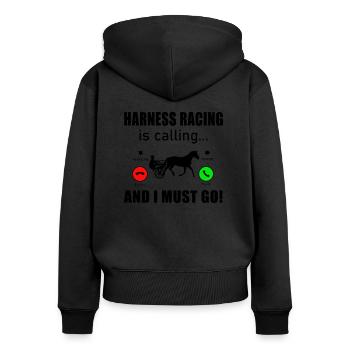 Trotting Racing Horse Trotting Racing IS-CALLING Horses - Women's Premium Organic Zip Hoodie - black - Back - Julia (174cm)