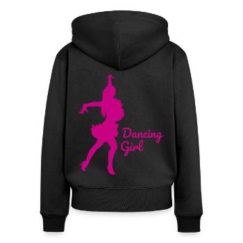 Danse tournoi Danse de société Danse latine - Sweat à capuche zippé Premium bio Femme - noir - Dos - Julia (174cm)