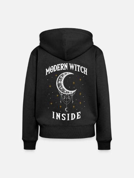 Moderne Hexe Innen, Hexerei Wiccan - Frauen Premium Bio Zip Hoodie - Schwarz