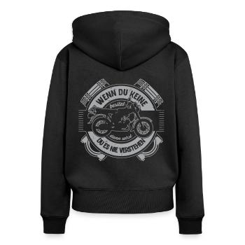 Simmi S51 Wenn du keine Besitzt - Frauen Premium Bio Zip Hoodie - Schwarz - Hinten - Julia (174cm)