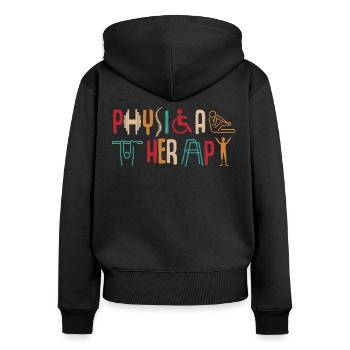 Physiotherapie - Frauen Premium Bio Zip Hoodie - Schwarz - Hinten - Julia (174cm)