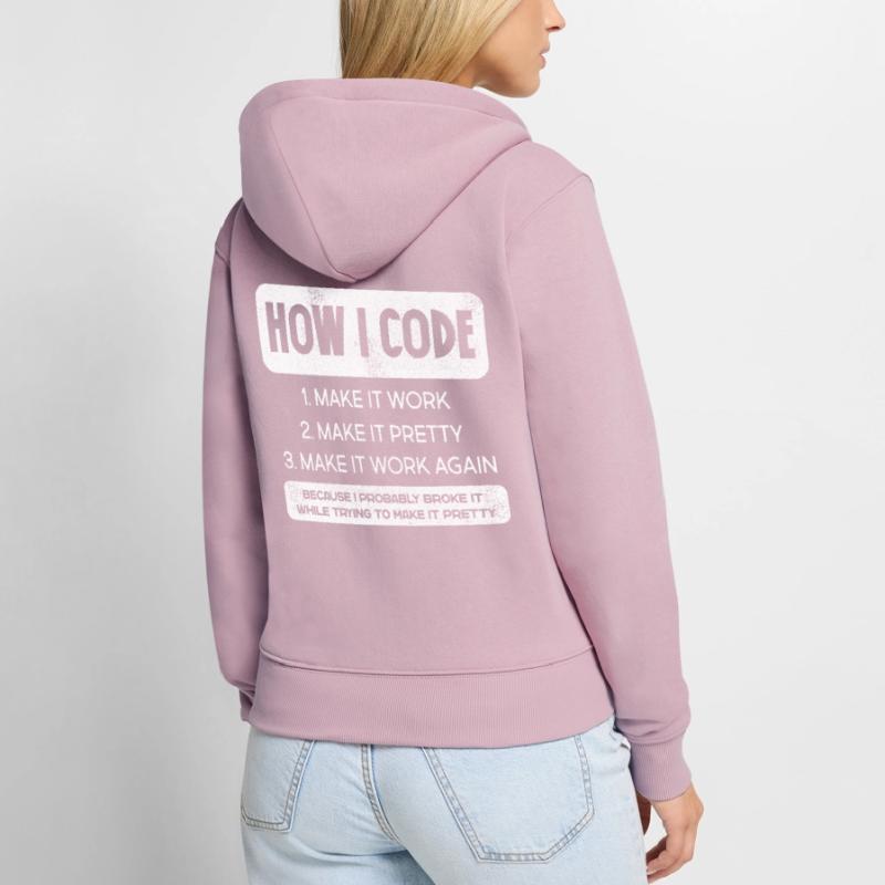 Programmeur, Code, Nerd, Programmation Sweat à capuche zippé Premium bio Femme
