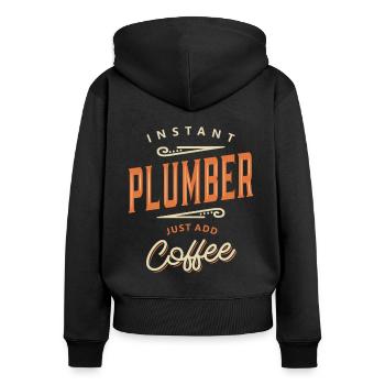 Plumber Funny Job Title Profession Birthday - Women's Premium Organic Zip Hoodie - black - Back - Julia (174cm)