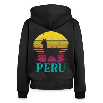 Peru, Perulama - Women's Premium Organic Zip Hoodie - black - Back - Julia (174cm)