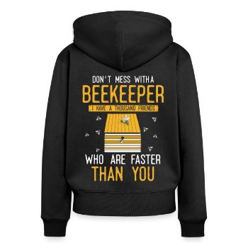 Imker , Bienenzucht, Bienenzüchter - Frauen Premium Bio Zip Hoodie - Schwarz - Hinten - Julia (174cm)
