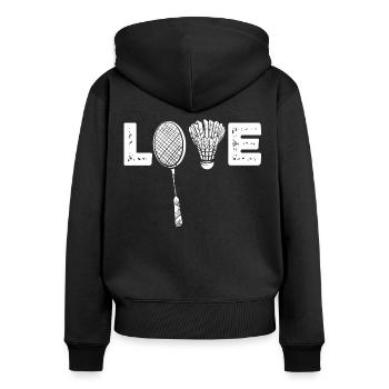 Badminton, Badminton -Spieler - Frauen Premium Bio Zip Hoodie - Schwarz - Hinten - Julia (174cm)