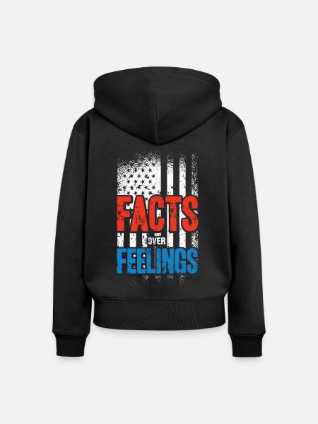 US-Flagge, Fakten Über Gefühle - Frauen Premium Bio Zip Hoodie - Schwarz