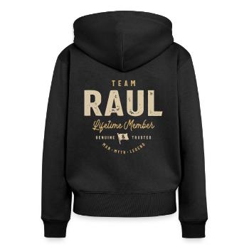 Team Raul Lifetime Member Personalized Name - Women's Premium Organic Zip Hoodie - black - Back - Julia (174cm)