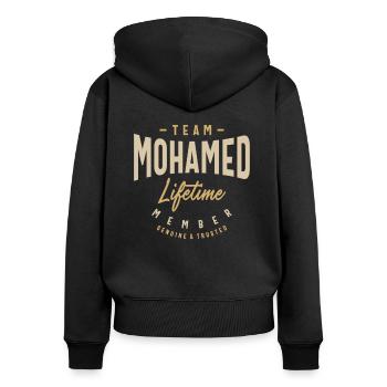 Team Mohamed Lifetime Member Personalized Name - Women's Premium Organic Zip Hoodie - black - Back - Julia (174cm)