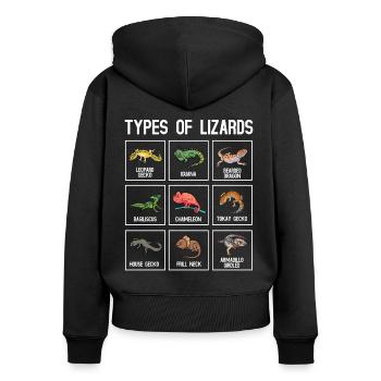 Arten Von Eidechsen, Eidechsen, Reptilien - Frauen Premium Bio Zip Hoodie - Schwarz - Hinten - Julia (174cm)