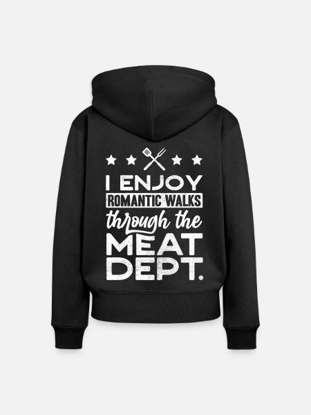 Fleischliebhaber, Fleisch, Schweinefleisch, BBQ - Frauen Premium Bio Zip Hoodie - Schwarz