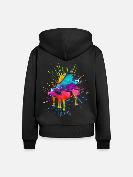 Piano, Pianist - Frauen Premium Bio Zip Hoodie - Schwarz