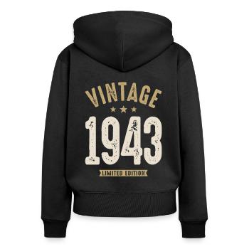 Vintage 1943 - 79th Birthday Retro Classic - Women's Premium Organic Zip Hoodie - black - Back - Julia (174cm)