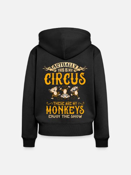Mein Zirkus, Meine Affen - Frauen Premium Bio Zip Hoodie - Schwarz