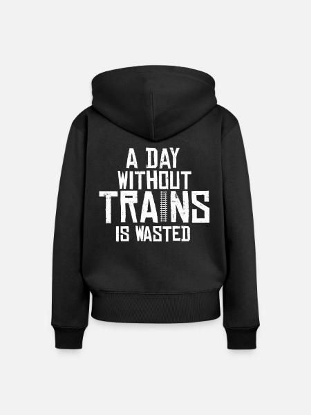 Eisenbahn, Lokomotive - Frauen Premium Bio Zip Hoodie - Schwarz