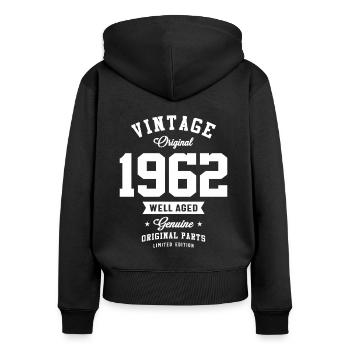 1962 Birthday 61 Years Old - Women's Premium Organic Zip Hoodie - black - Back - Julia (174cm)