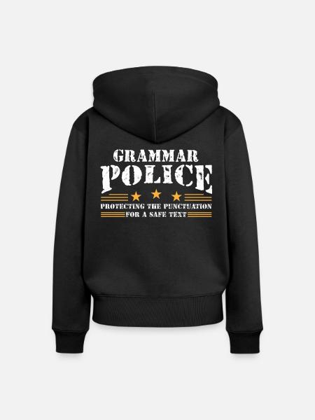Grammatikpolizei - Englischlehrer - Frauen Premium Bio Zip Hoodie - Schwarz