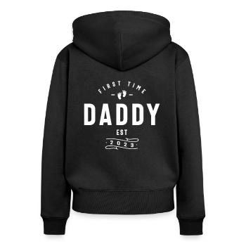 First Time Daddy 2023 Father's Day Soon To Be Dad - Women's Premium Organic Zip Hoodie - black - Back - Julia (174cm)