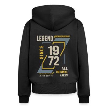 Legend Since 1972 51 birthday - Women's Premium Organic Zip Hoodie - black - Back - Julia (174cm)