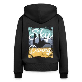 Vintage Freefall Thrill Skydiving - Women's Premium Organic Zip Hoodie - black - Back - Julia (174cm)